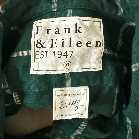 Frank & Eileen Green White Windowpane Plaid Flannel Button Down Shirt XL - Picture 7 of 10